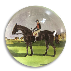 Horse and Rider - 3" crystal paperweight